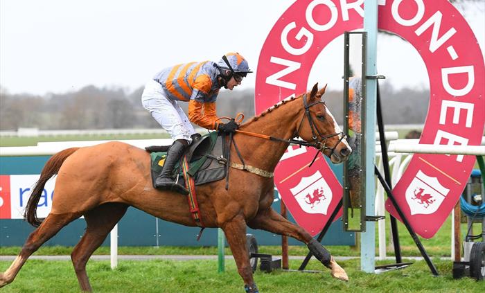 The winning line at Bangor-on-Dee